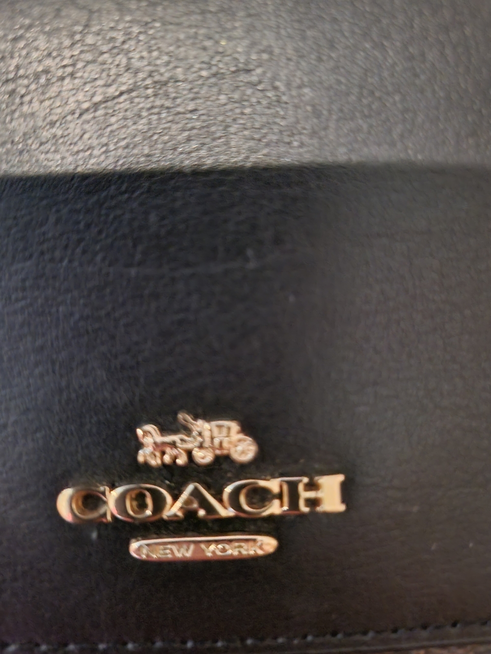 Coach Signature Canvas Black Brown Slim Trifold Snap Wallet - Picture 2 of 3